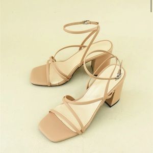 Nude heels, block heel, summer sandal